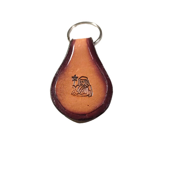 Lion Angel Star Leather Keychain - Picture 3 of 4